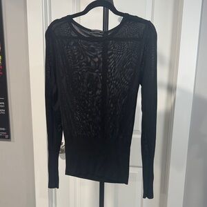 Joseph Black Sheer Long Sleeve Top